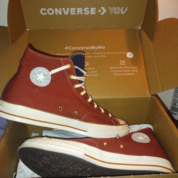 Converse Men's Green and Red High-Tops - Picture 2 of 6
